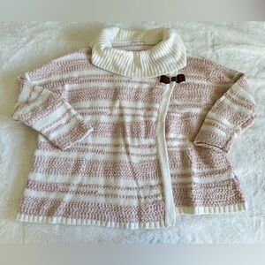 Calvin Klein Women’s Pink Cape Buckle Sweater Size L/XL Elegant Poncho Style